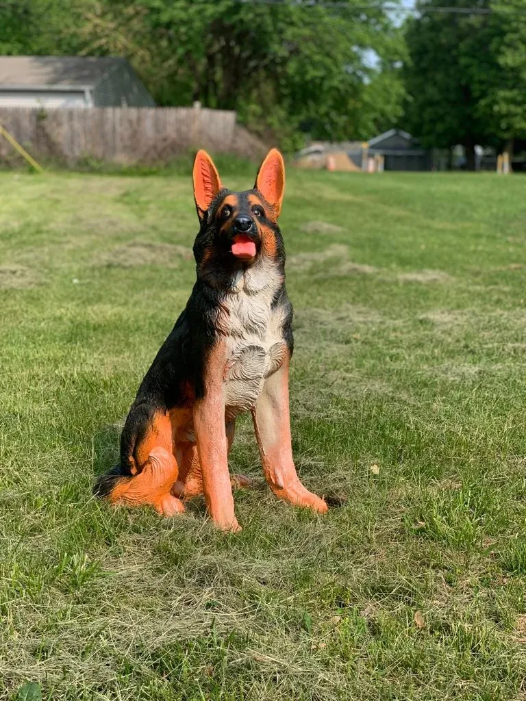 33″ German Shepherd Statue, Hand-Painted Concrete, photo 7 of 8