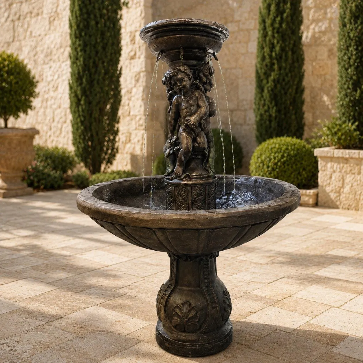 4 ft Roman Garden Fountain, Solid Concrete, photo 2 of 10