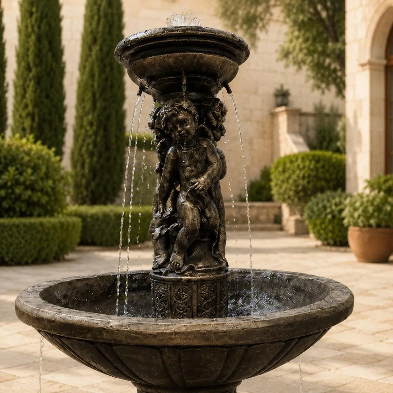 4 ft Roman Garden Fountain, Solid Concrete, photo 3 of 10