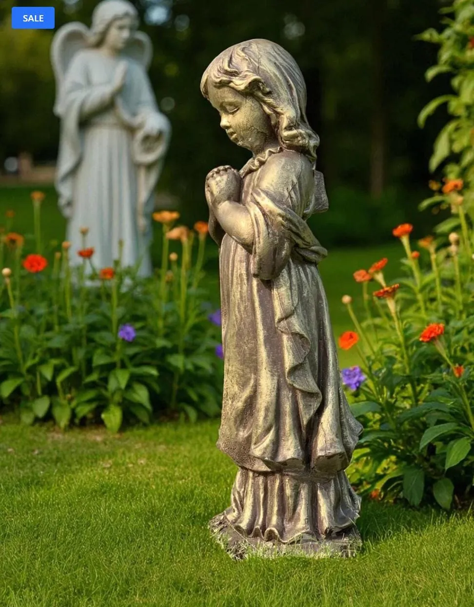26″ Praying Angel, Antique-Stone Concrete, photo 9 of 10