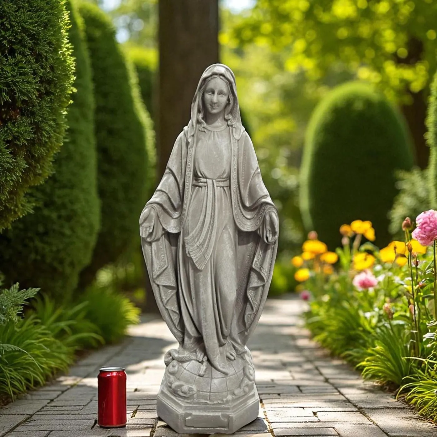 33″ Virgin Mary Statue, Solid Concrete, photo 5 of 10
