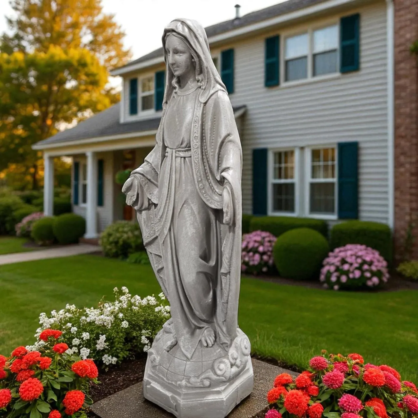 33″ Virgin Mary Statue, Solid Concrete, photo 7 of 10