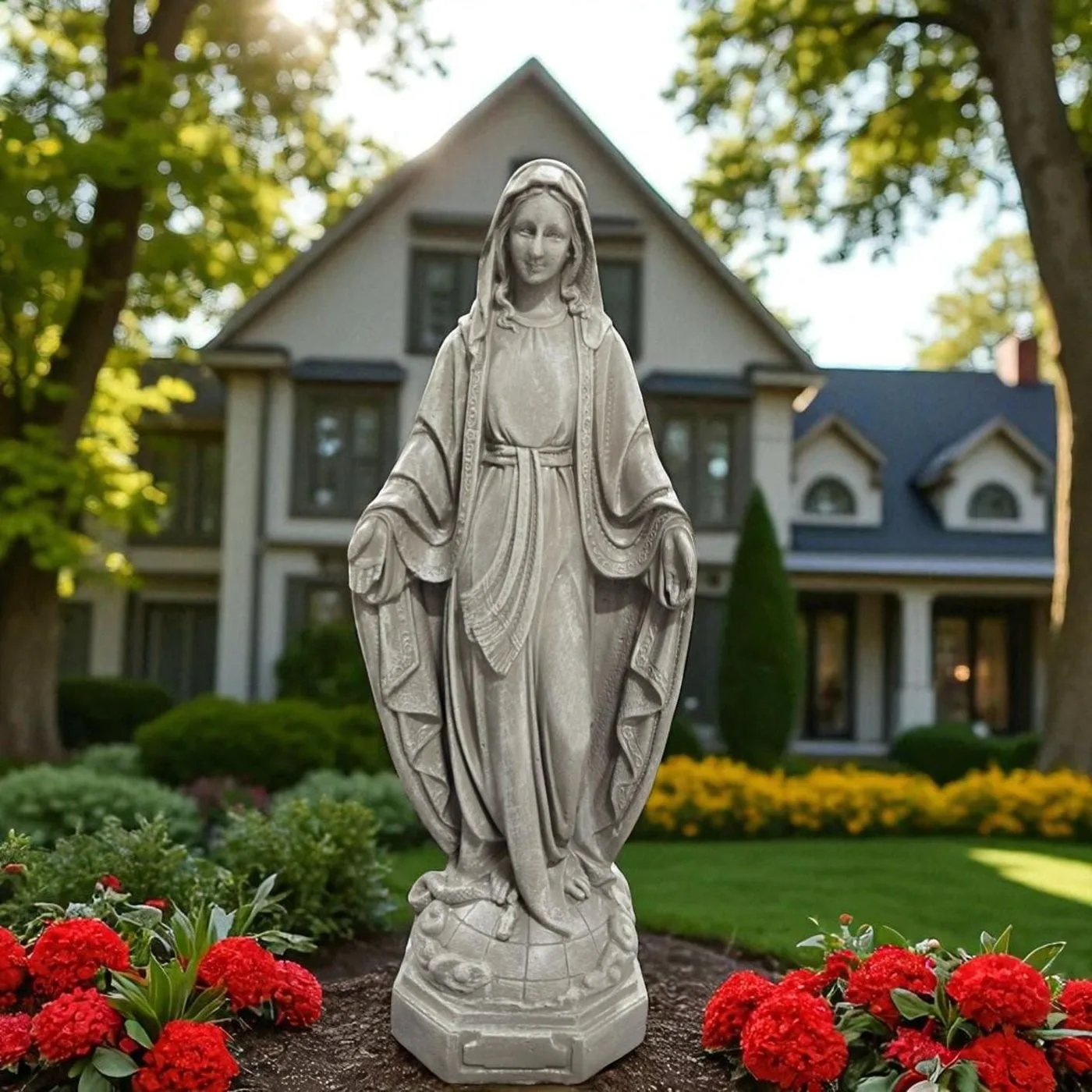 33″ Virgin Mary Statue, Solid Concrete