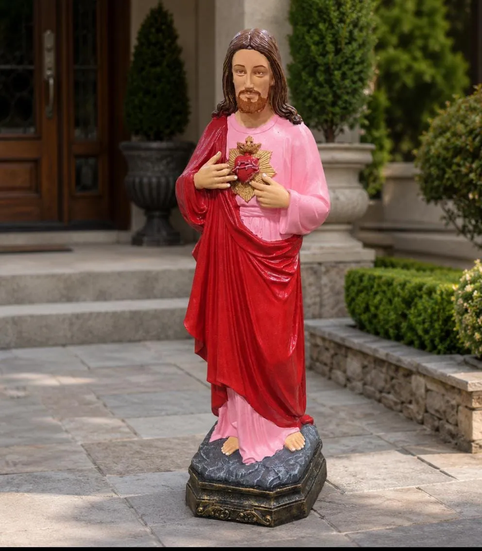 48″ Sacred Heart of Jesus, Solid Concrete, photo 4 of 8