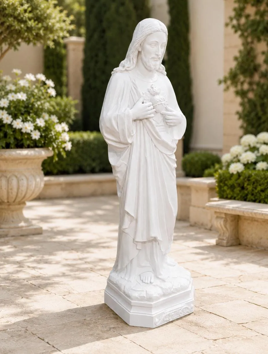 48″ Sacred Heart of Jesus, Solid Concrete, photo 6 of 8