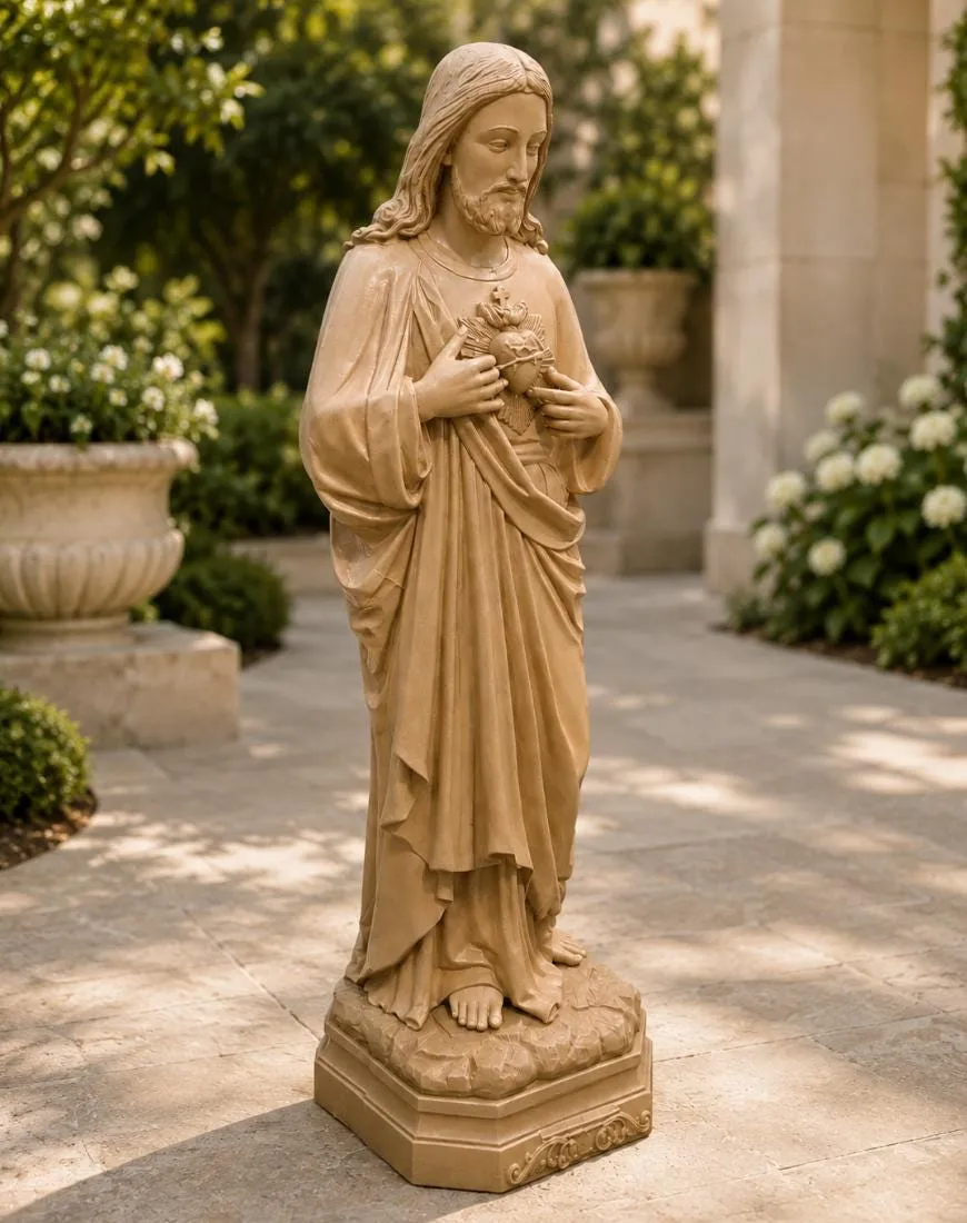 48″ Sacred Heart of Jesus, Solid Concrete, photo 7 of 8