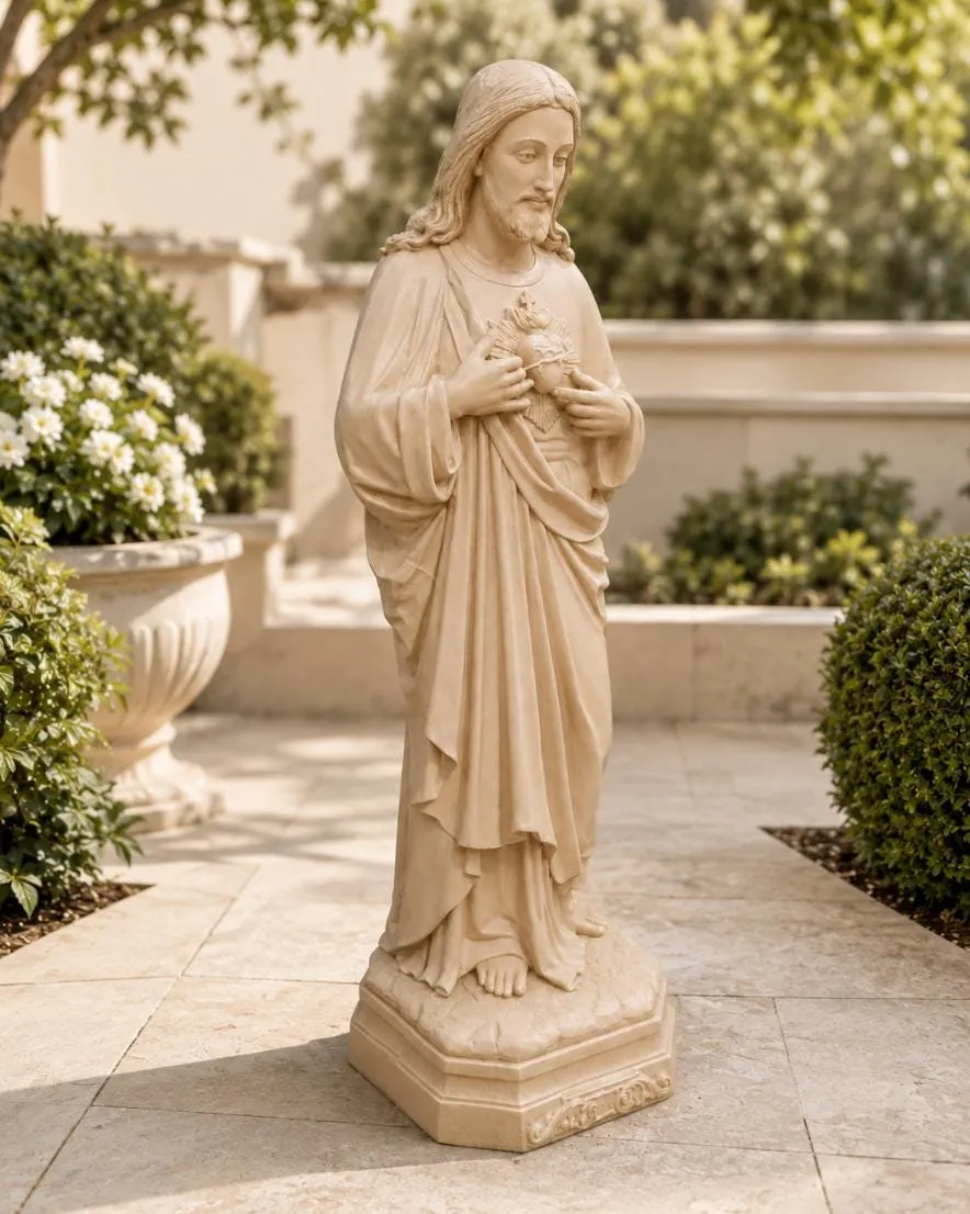 48″ Sacred Heart of Jesus, Solid Concrete, photo 8 of 8