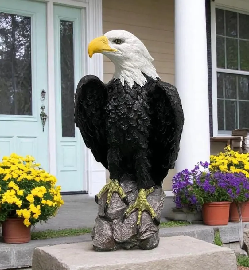 24″ Perched Bald Eagle, Solid Concrete, photo 2 of 10