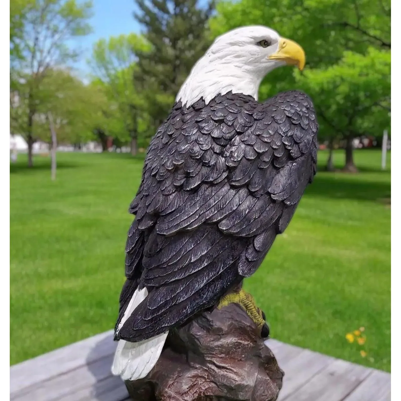 24″ Perched Bald Eagle, Solid Concrete