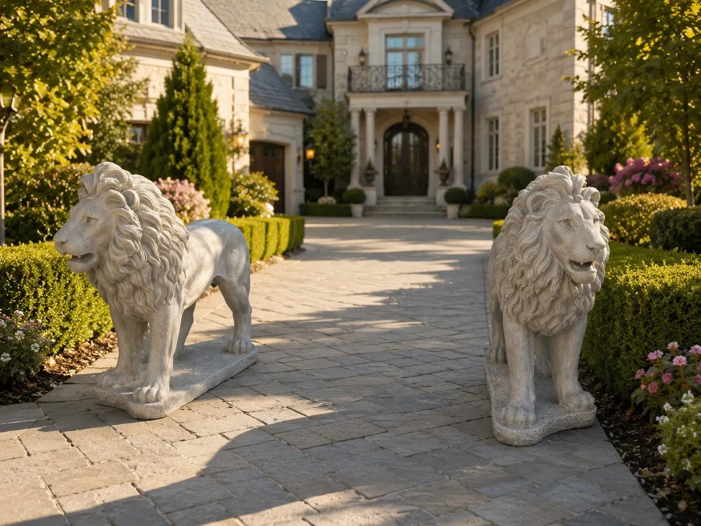 27″ Estate Lions, Pair — Solid Concrete, photo 5 of 5