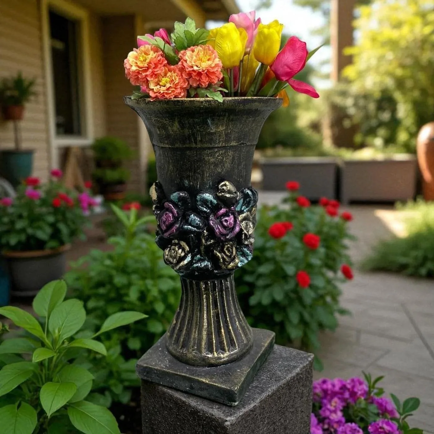 23″ Rosenstein Urn Planter, Solid Concrete