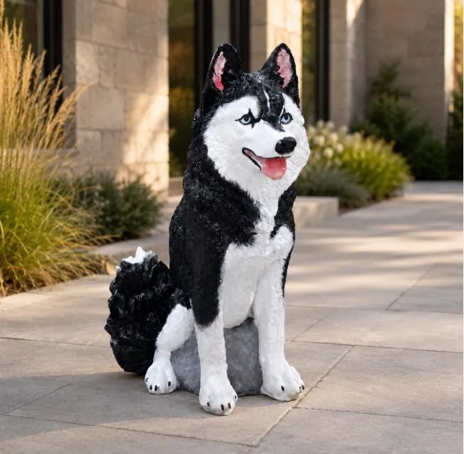 14″ Upright Husky Puppy, Solid Concrete, photo 3 of 7