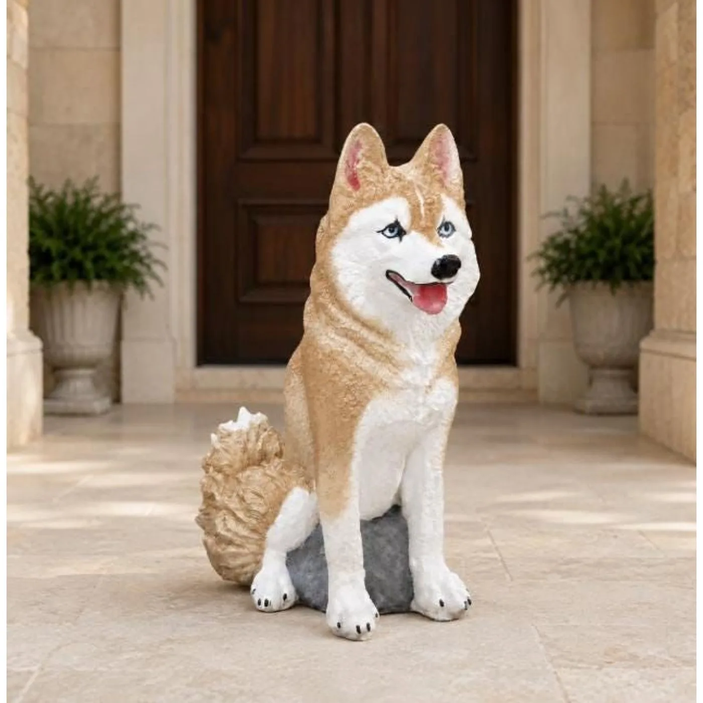 14″ Upright Husky Puppy, Solid Concrete