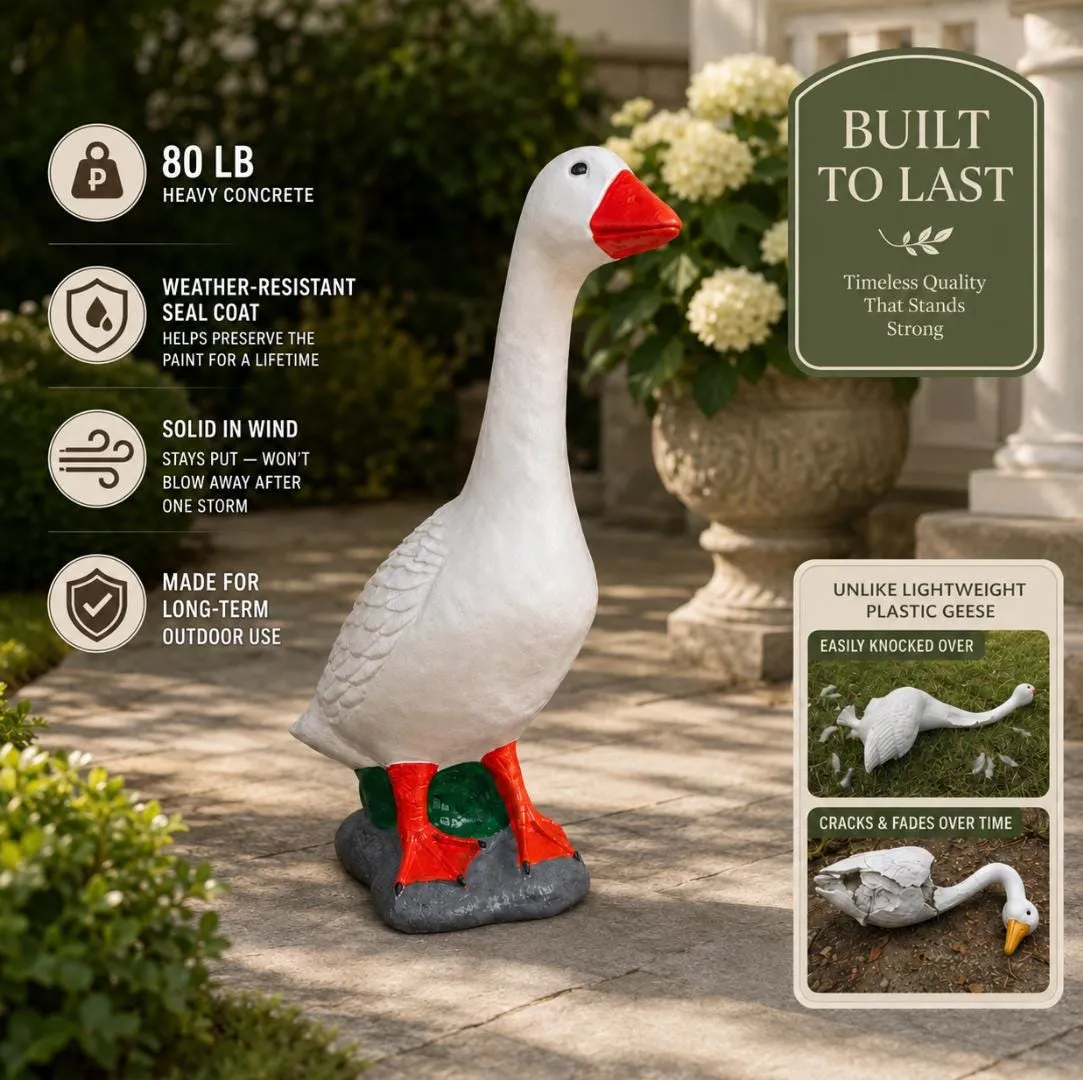 28″ Porch Goose, Solid Concrete, photo 3 of 6