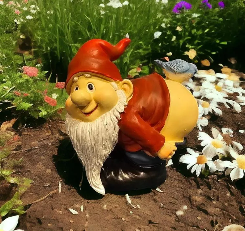 Mooning Gnome Garden Statue, Cast Resin, photo 4 of 7