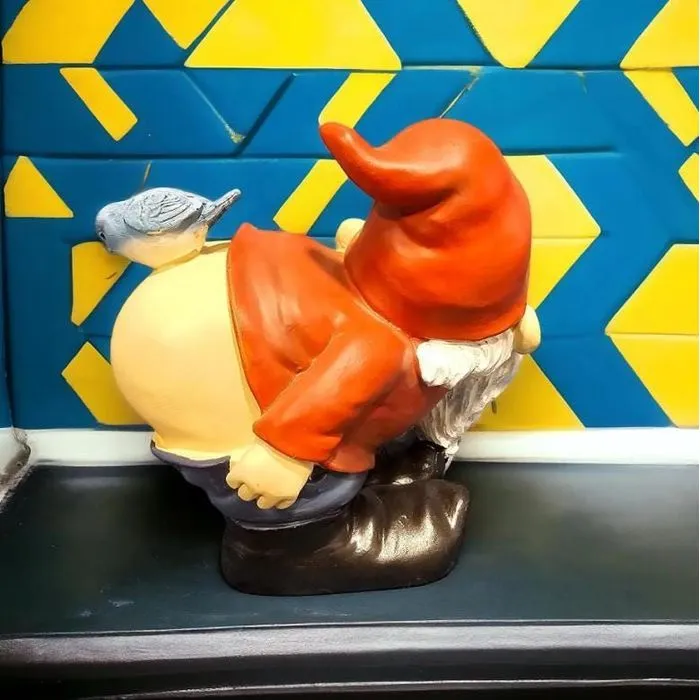 Mooning Gnome Garden Statue, Cast Resin