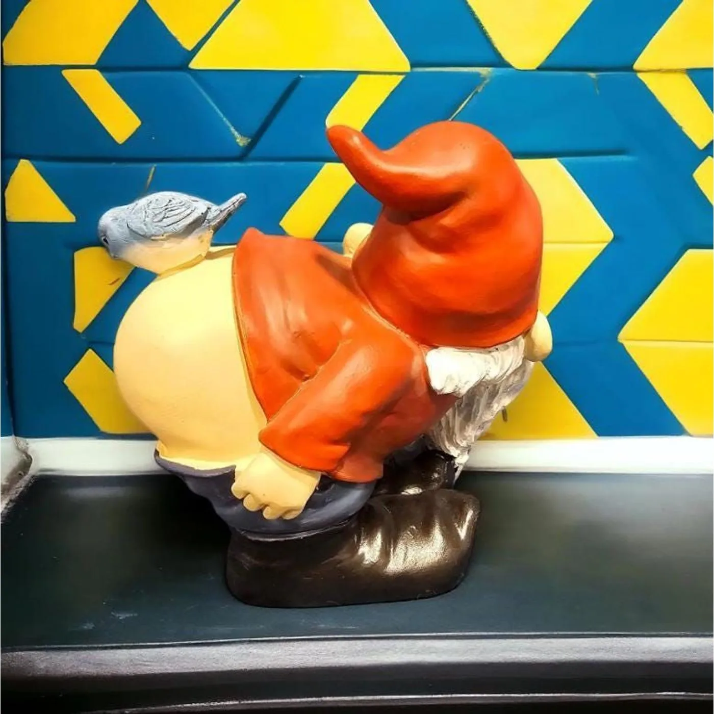 Mooning Gnome Garden Statue, Cast Resin