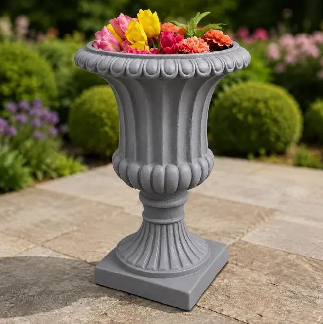 Rosenstein Urn Planters, Pair — Solid Concrete, photo 2 of 10