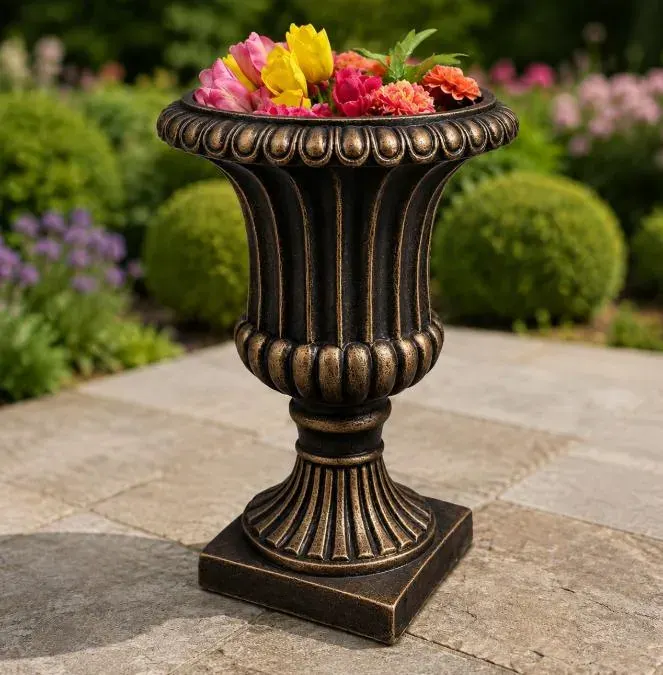 Rosenstein Urn Planters, Pair — Solid Concrete, photo 4 of 10