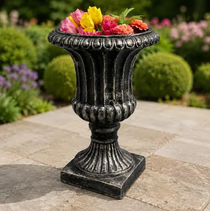 Rosenstein Urn Planters, Pair — Solid Concrete, photo 7 of 10