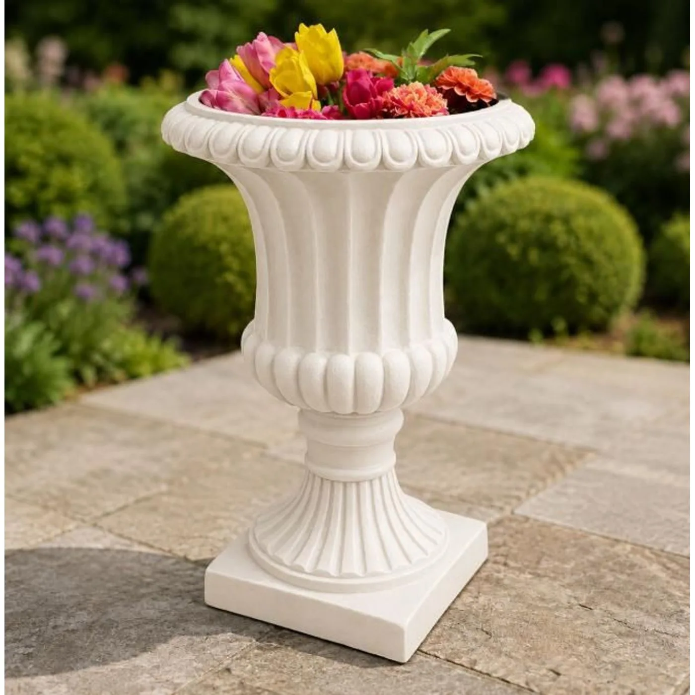 Rosenstein Urn Planters, Pair — Solid Concrete