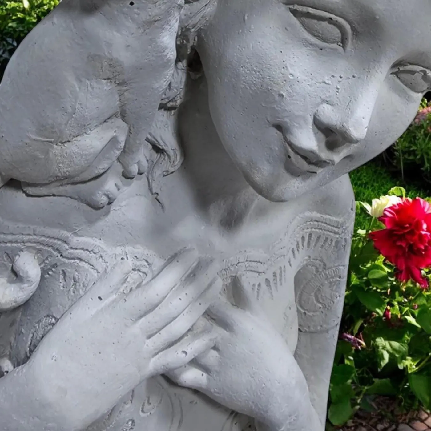 18″ Rose Crown Cat, Hand-Painted Concrete, photo 9 of 10