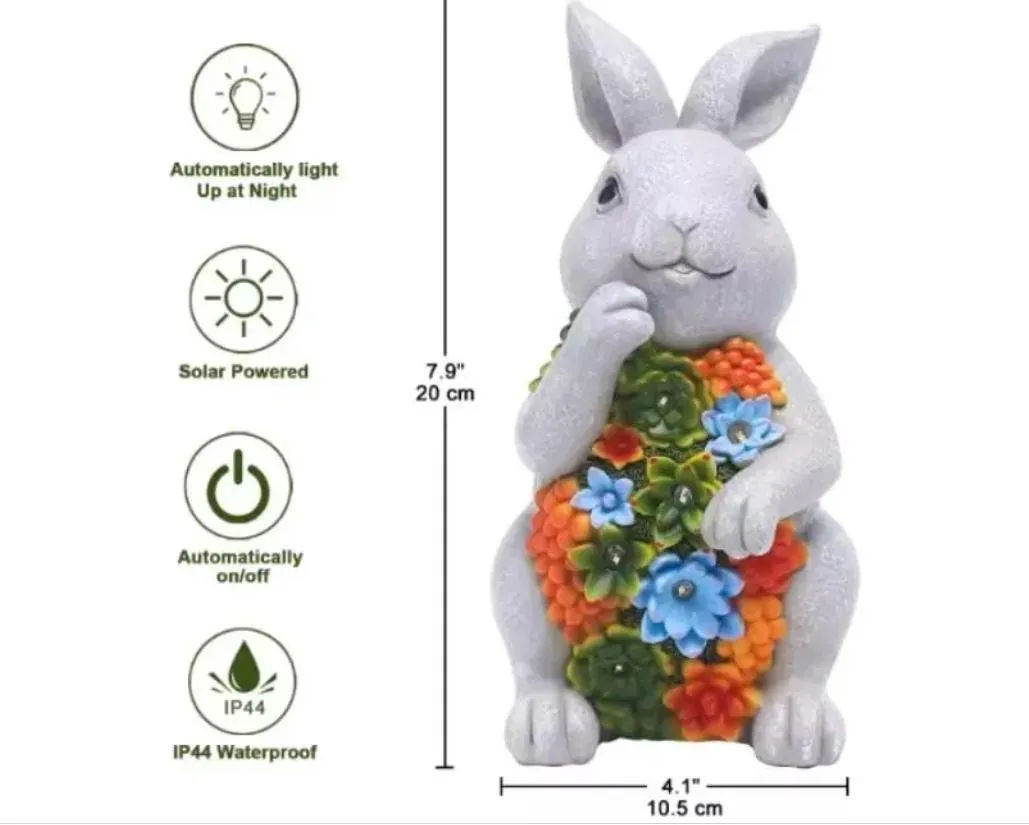 Solar Bunny with Succulents, Cast Resin, photo 2 of 5