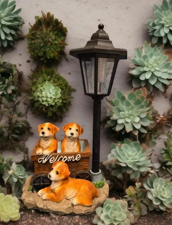 Solar Puppy Welcome Statue, Cast Resin, photo 5 of 6