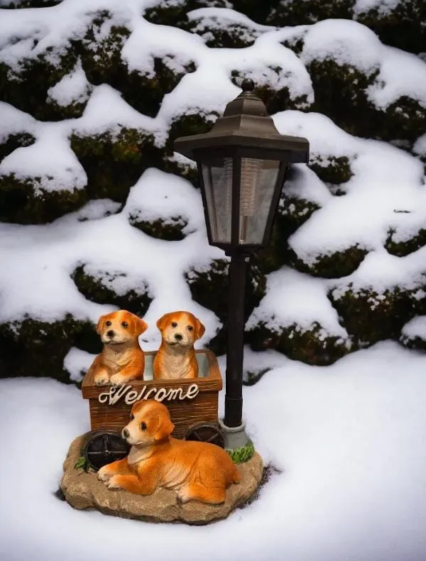 Solar Puppy Welcome Statue, Cast Resin, photo 6 of 6