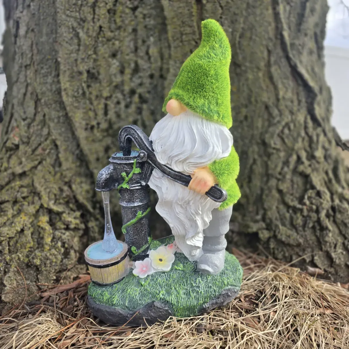 Solar Water-Pump Gnome, Cast Resin, photo 7 of 8