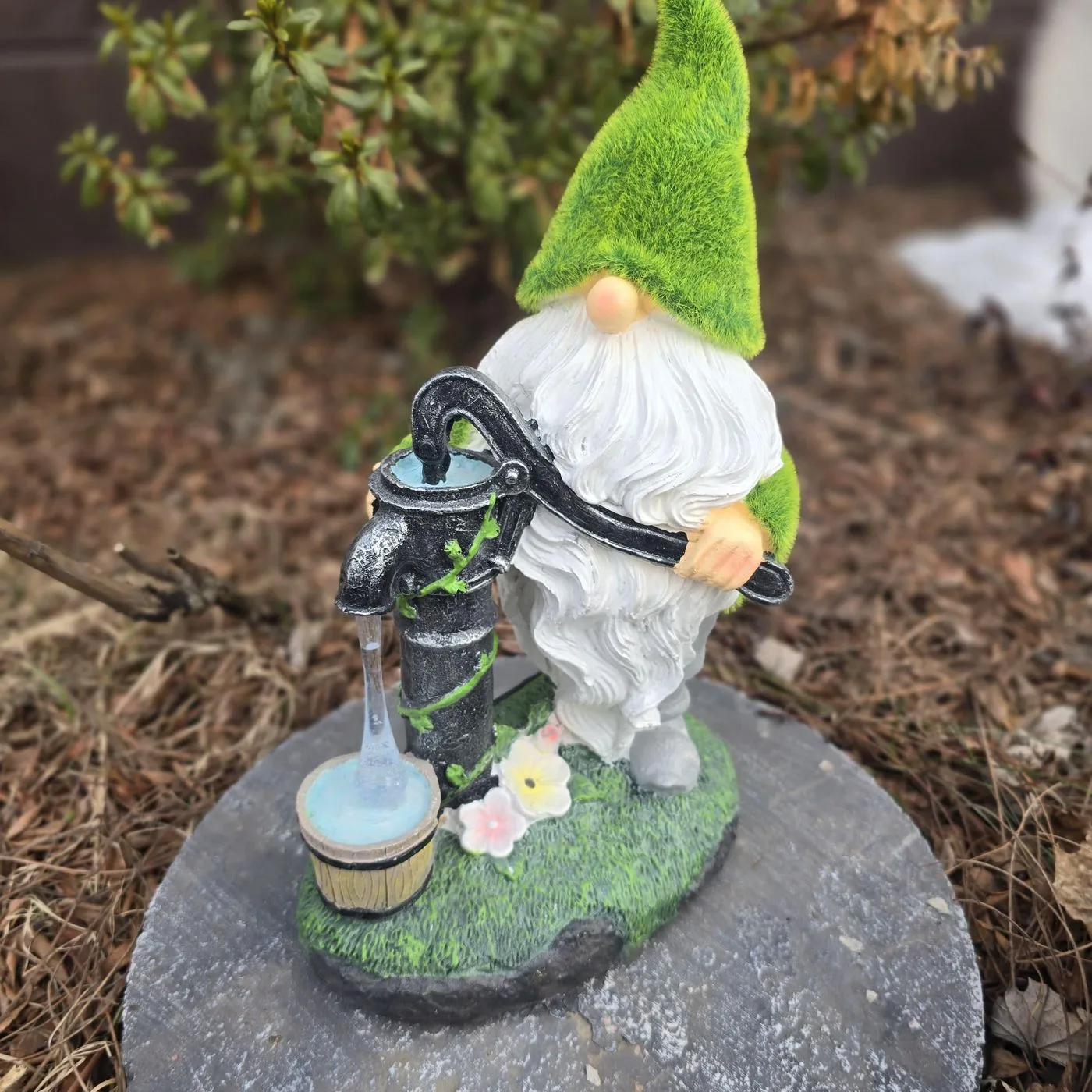 Solar Water-Pump Gnome, Cast Resin