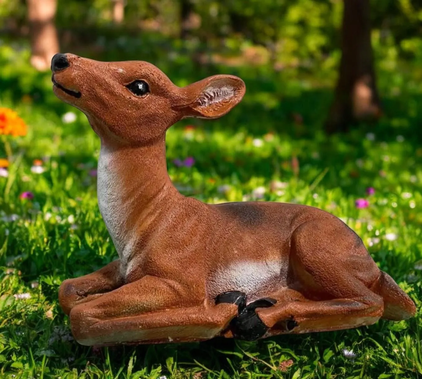 Fawn Statue, Hand-Painted Concrete, photo 4 of 10