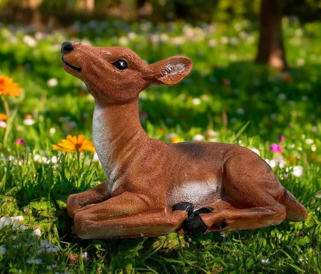 Fawn Statue, Hand-Painted Concrete, photo 7 of 10