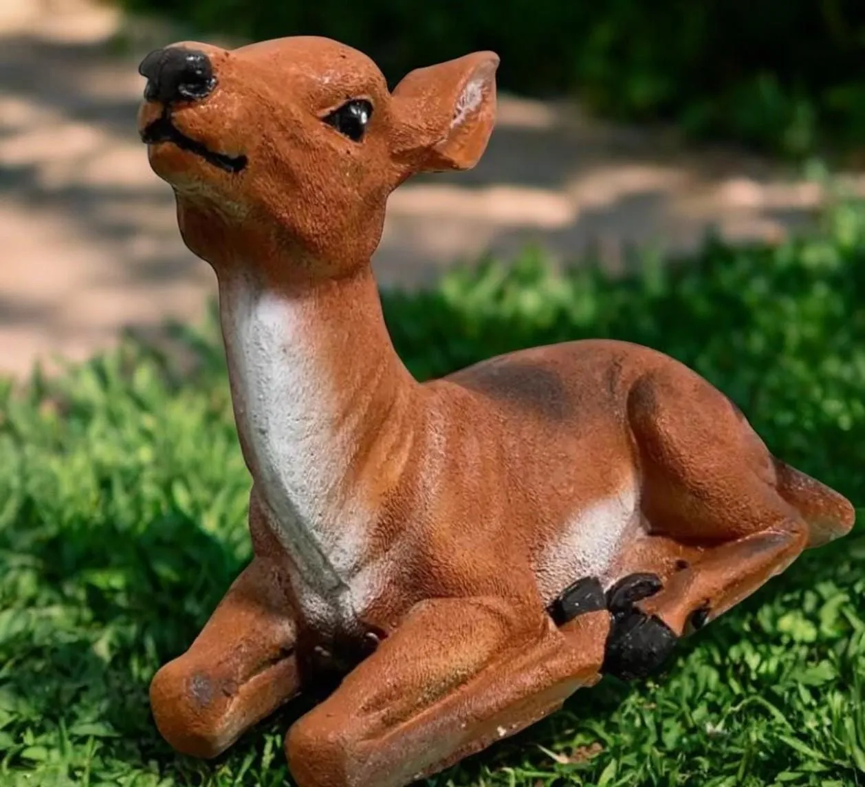 Fawn Statue, Hand-Painted Concrete, photo 9 of 10