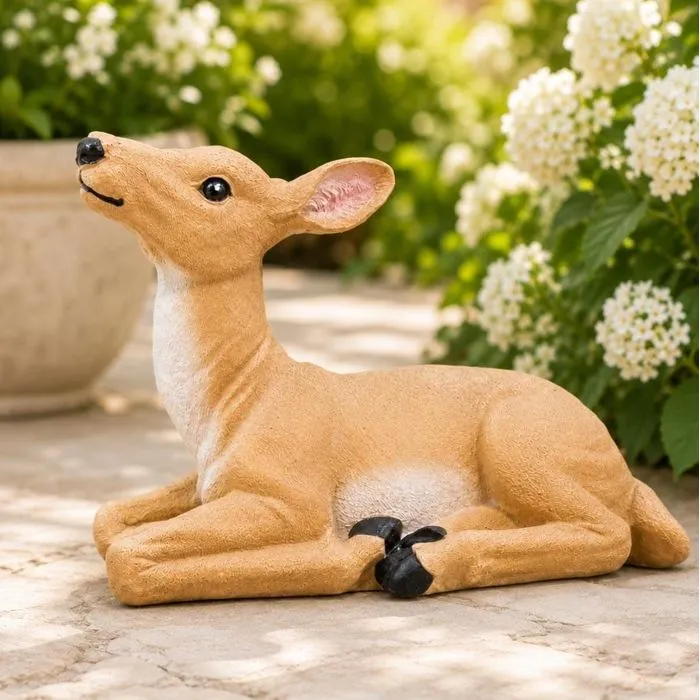 Fawn Statue, Hand-Painted Concrete