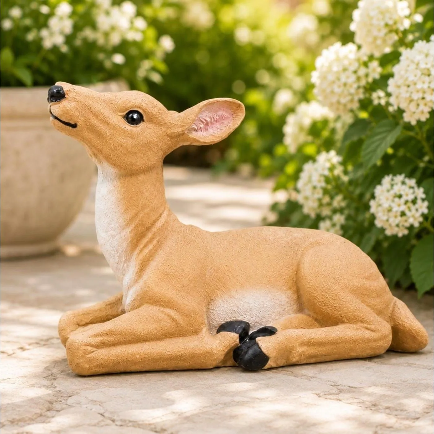 Fawn Statue, Hand-Painted Concrete