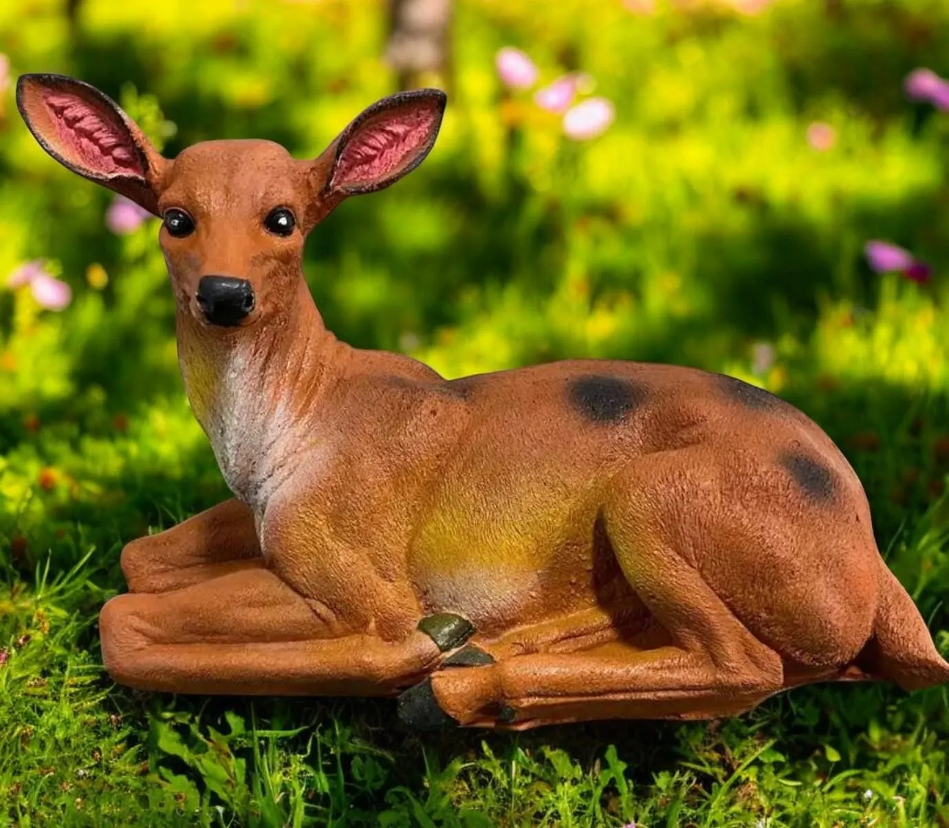 15″ Resting Doe Statue, Hand-Painted Concrete, photo 10 of 10