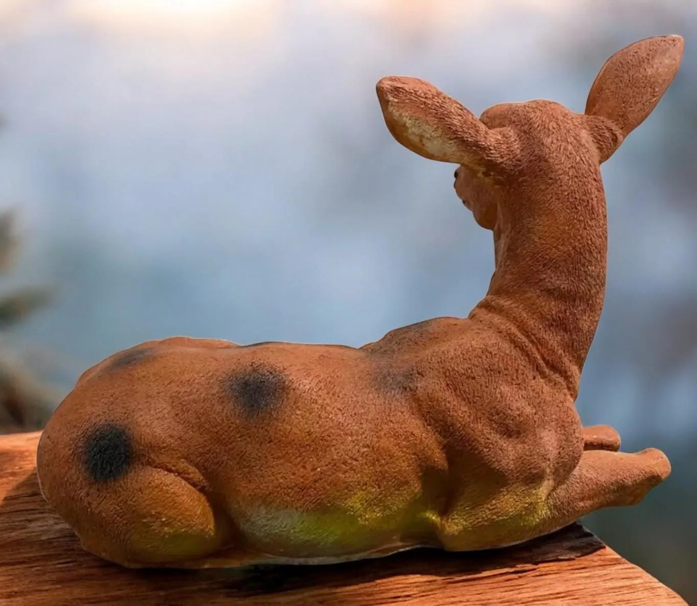 15″ Resting Doe Statue, Hand-Painted Concrete, photo 5 of 10