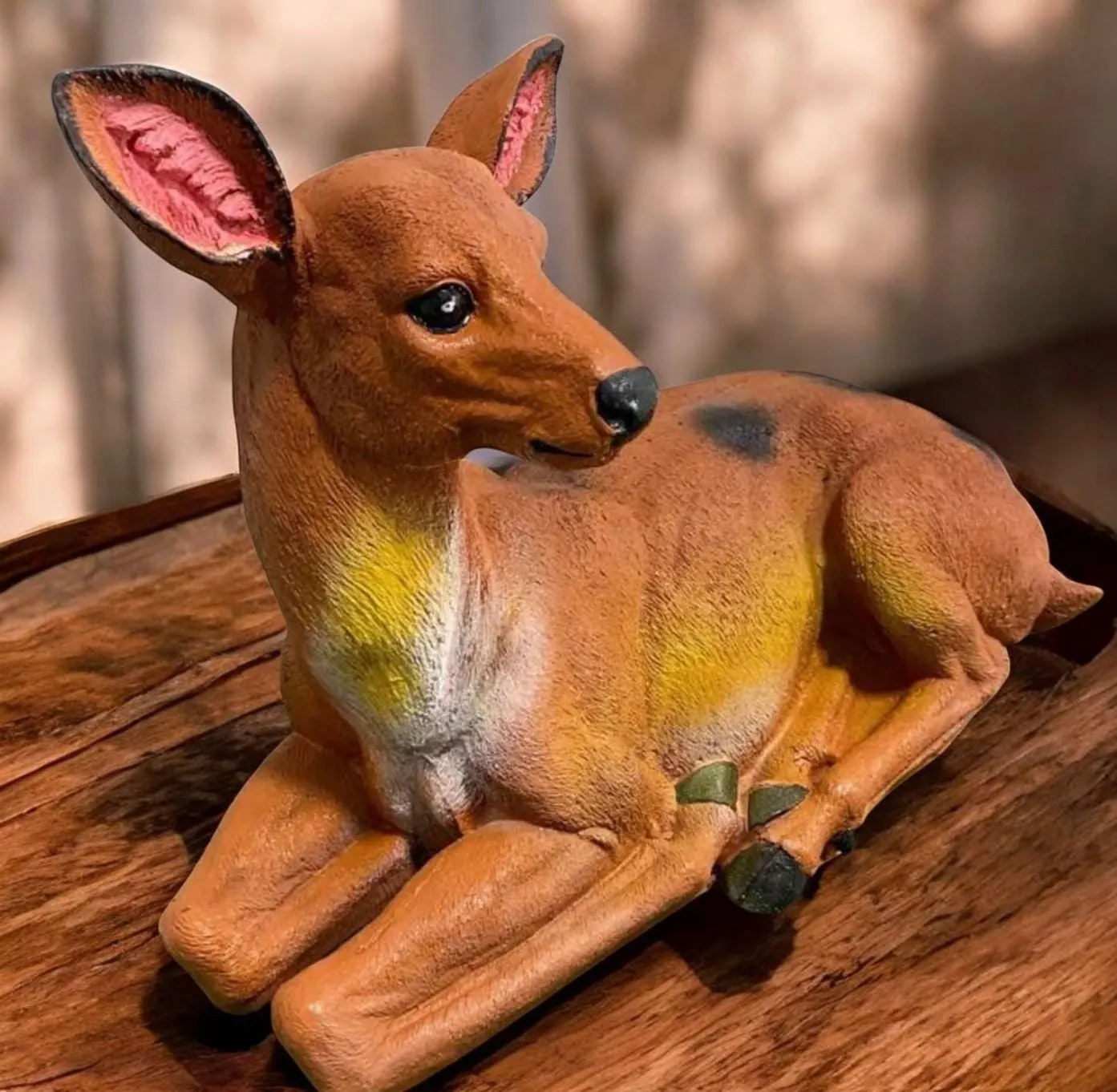 15″ Resting Doe Statue, Hand-Painted Concrete, photo 7 of 10