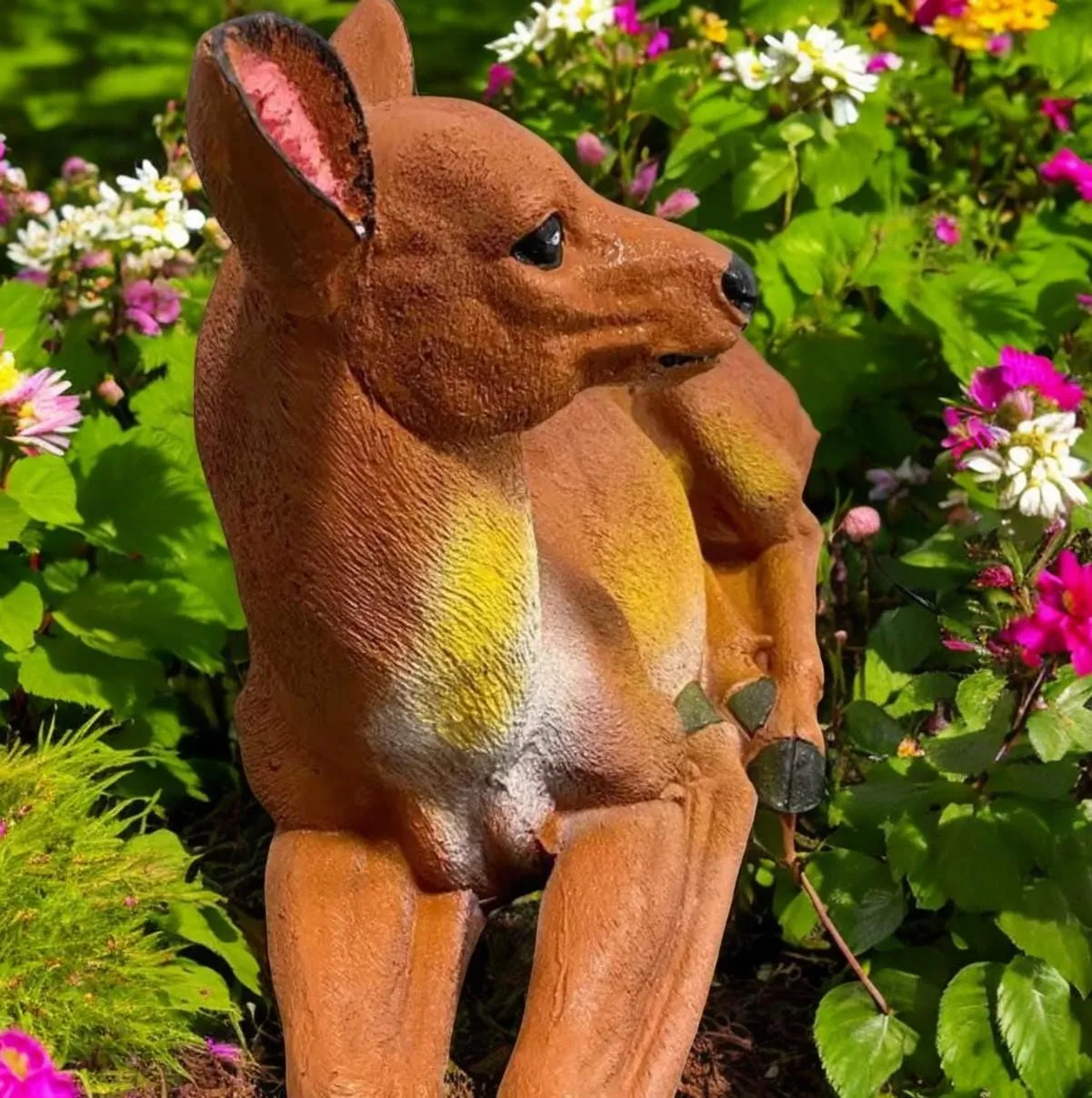 15″ Resting Doe Statue, Hand-Painted Concrete, photo 9 of 10