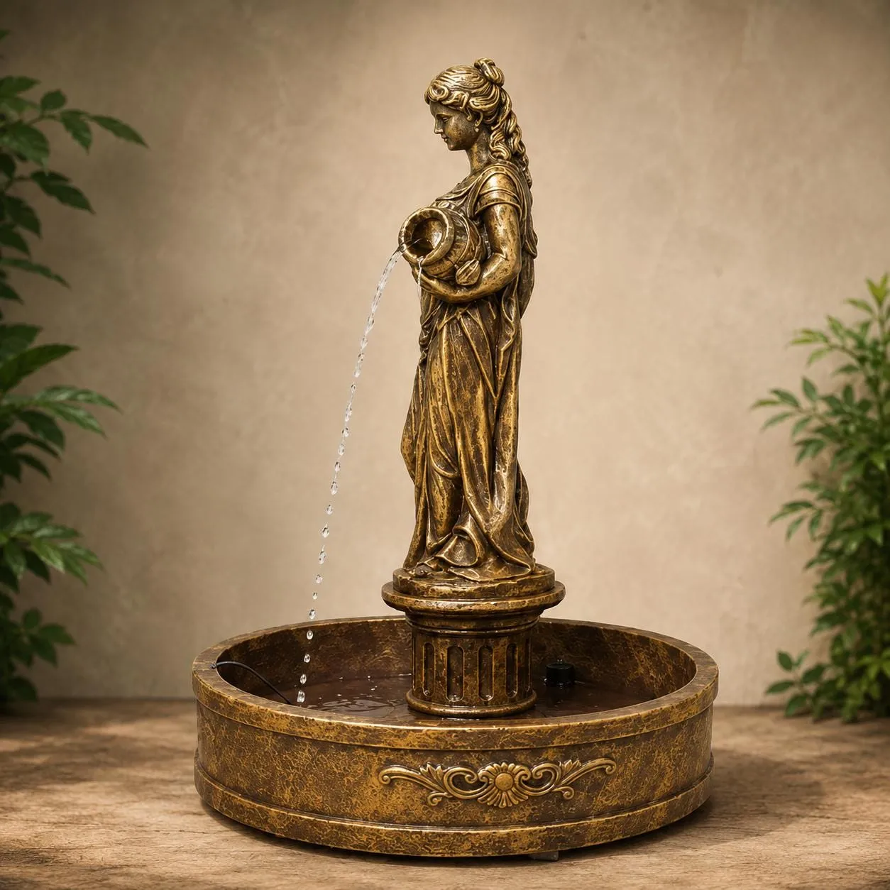 63″ Naiad Courtyard Fountain, Solid Concrete, photo 3 of 8