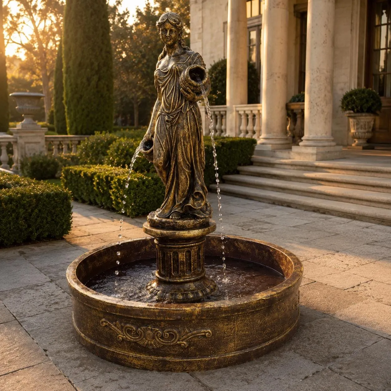 63″ Naiad Courtyard Fountain, Solid Concrete, photo 4 of 8
