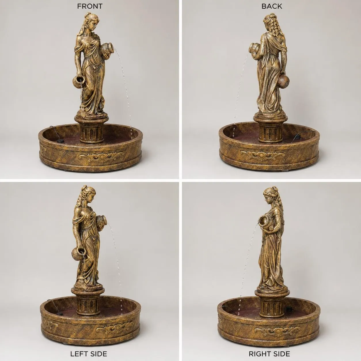 63″ Naiad Courtyard Fountain, Solid Concrete, photo 6 of 8