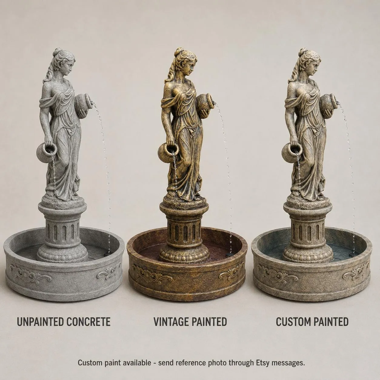 63″ Naiad Courtyard Fountain, Solid Concrete, photo 8 of 8