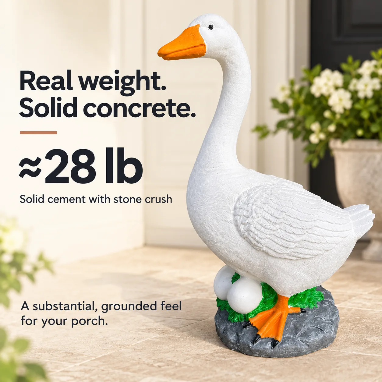19″ Nesting Porch Goose, Solid Concrete, photo 3 of 9