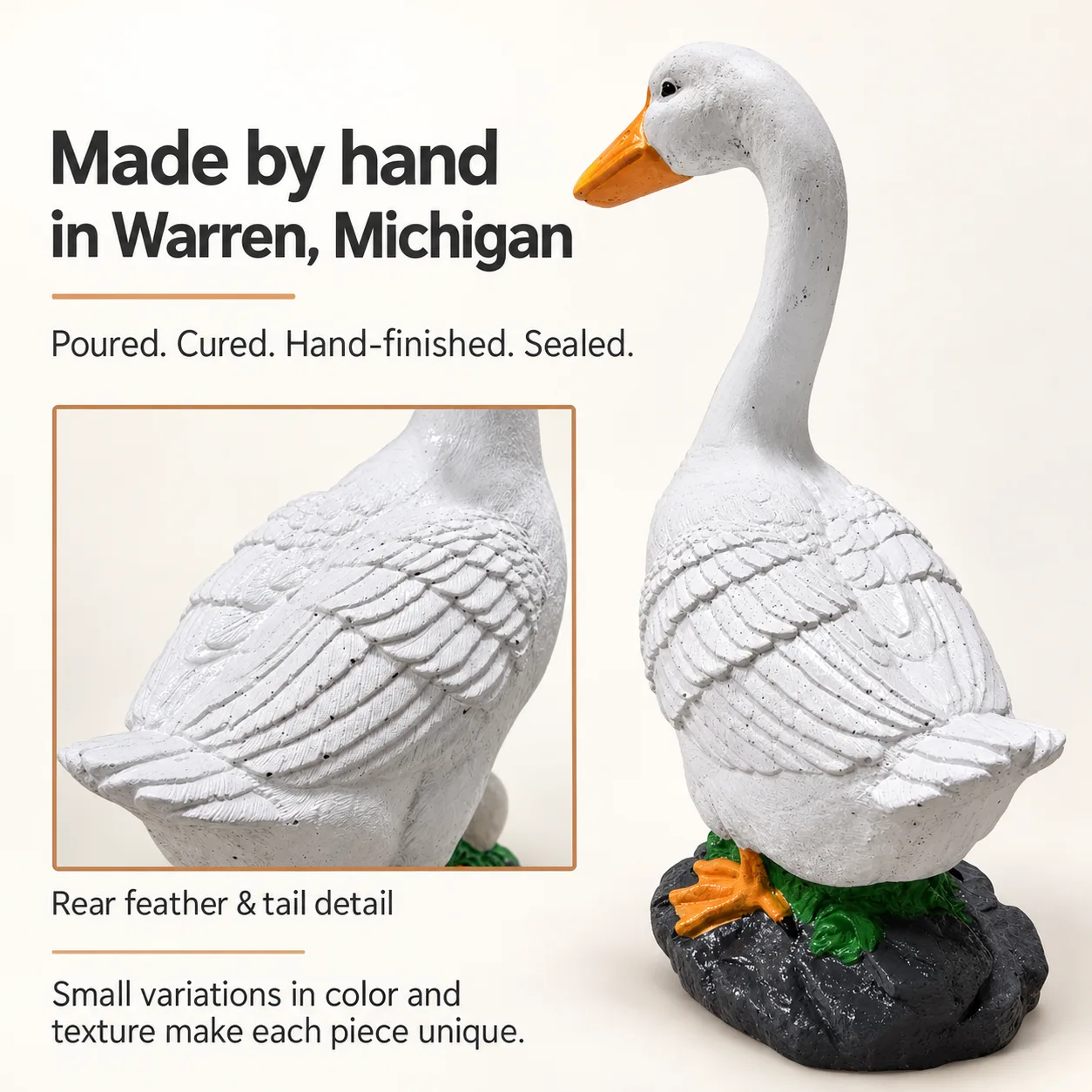 19″ Nesting Porch Goose, Solid Concrete, photo 8 of 9