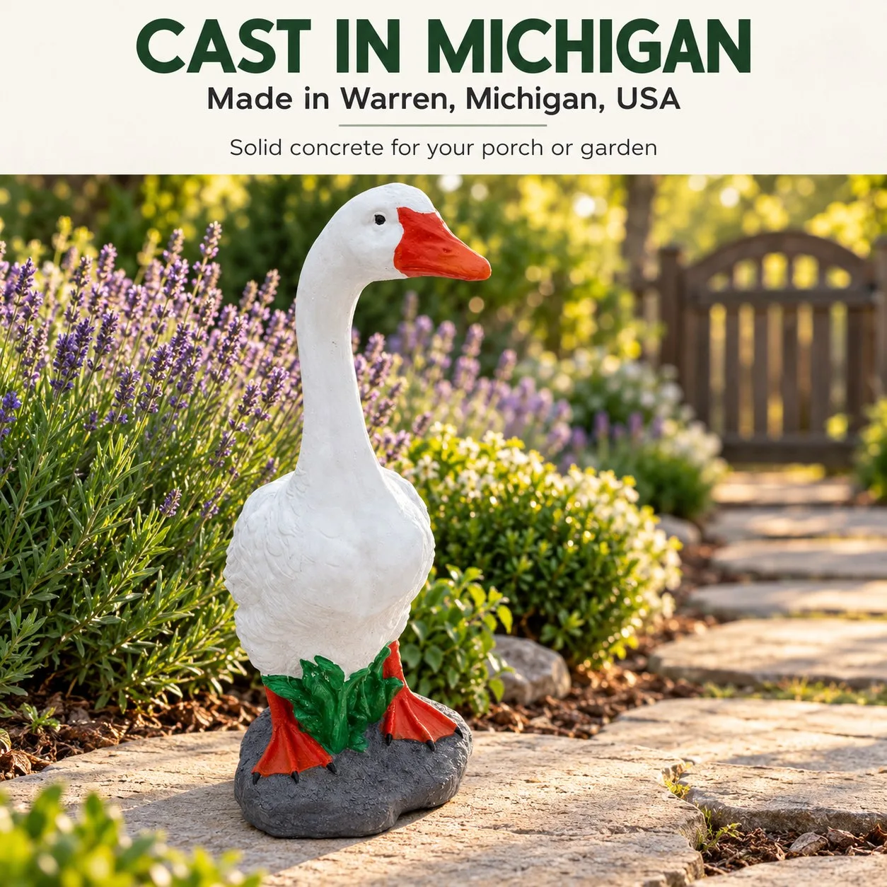 20″ Porch Goose, Solid Concrete, photo 6 of 8