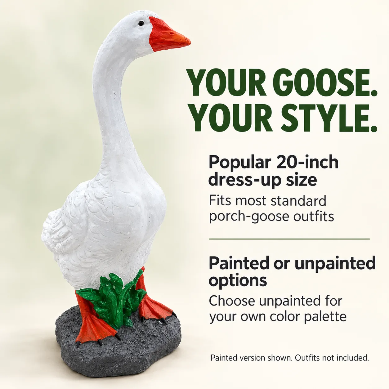 20″ Porch Goose, Solid Concrete, photo 7 of 8