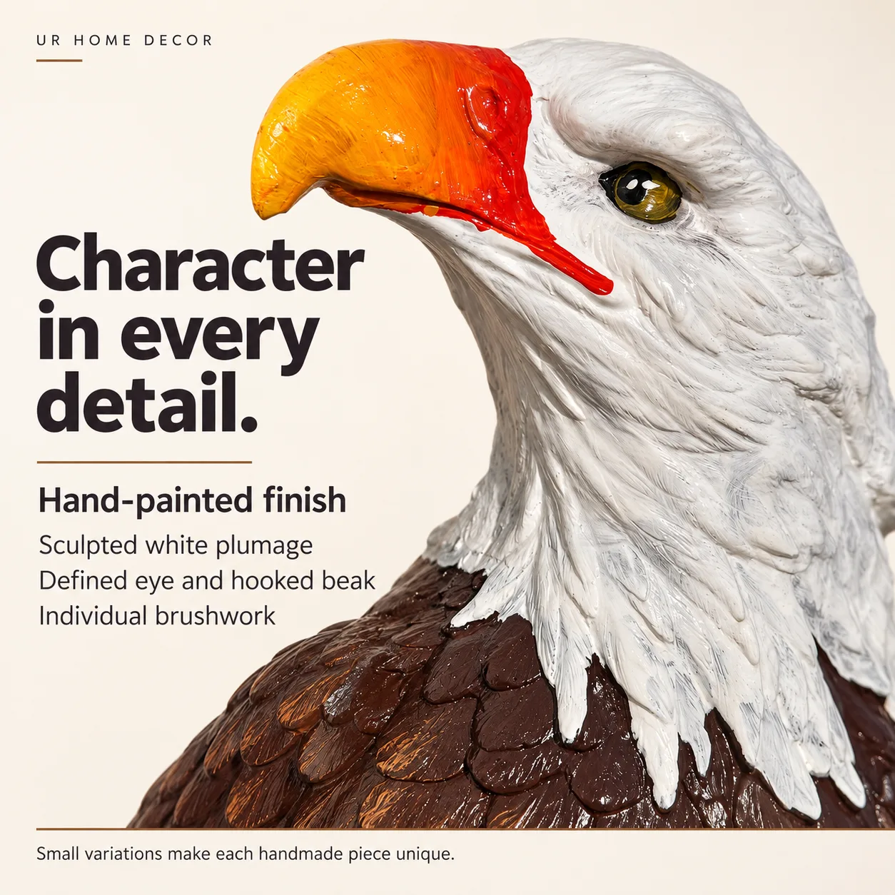 24″ Lifesize Bald Eagle, Solid Concrete, photo 3 of 9