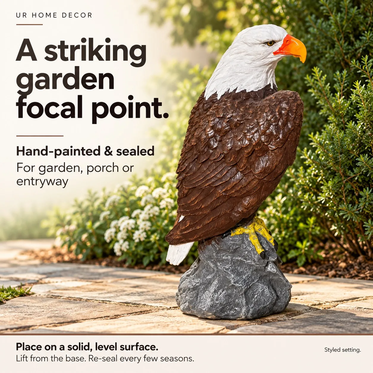 24″ Lifesize Bald Eagle, Solid Concrete, photo 6 of 9